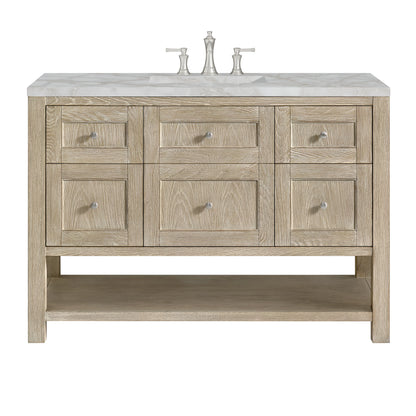 Breckenridge 48" Single Vanity, Whitewashed Oak w/ 3 CM Victorian Silver Silestone Top w/FreePower Wireless Charger