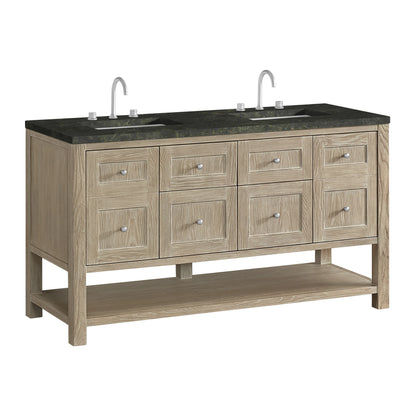 Breckenridge 60" Double Vanity, Whitewashed Oak, w/ 3 CM Phantome Eclos Top, view 10