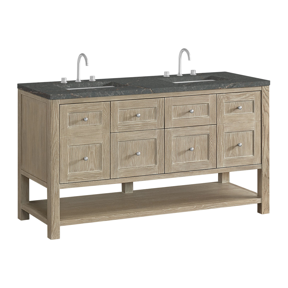 Breckenridge 60" Double Vanity, Whitewashed Oak w/ 3 CM Parisien Bleu Top w/FreePower Wireless Charger, view 13