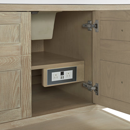 Breckenridge 60" Single Vanity, Whitewashed Oak, w/ 3 CM Lime Delight Quartz Top, view 12