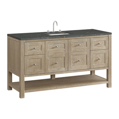 Breckenridge 60" Single Vanity, Whitewashed Oak w/ 3 CM Parisien Bleu Top, view 10
