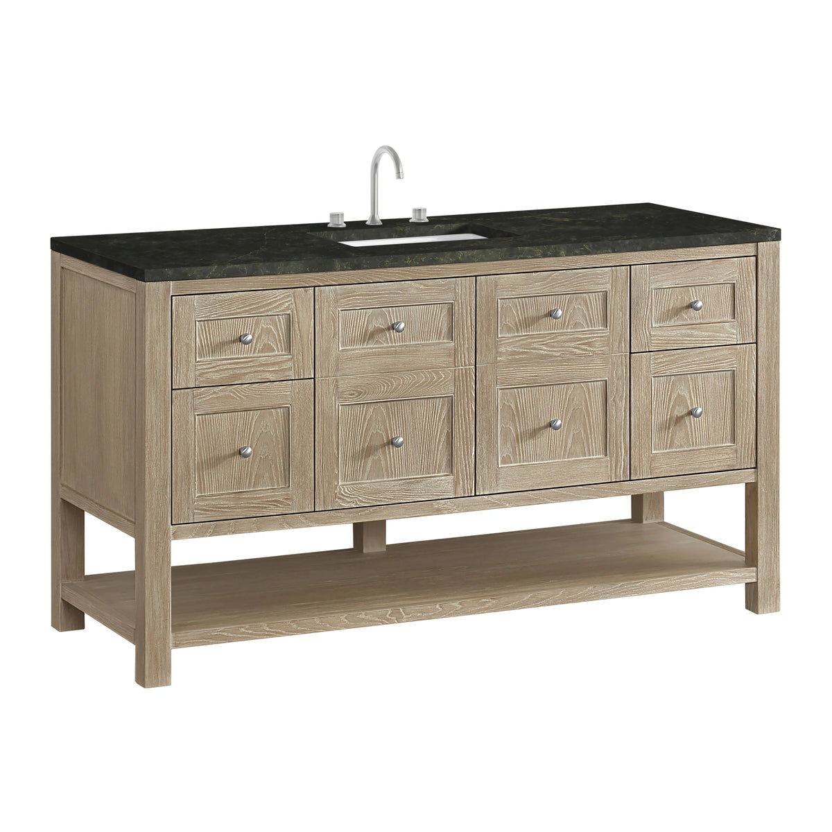 Breckenridge 60" Single Vanity, Whitewashed Oak, w/ 3 CM Phantome Eclos Top, view 10