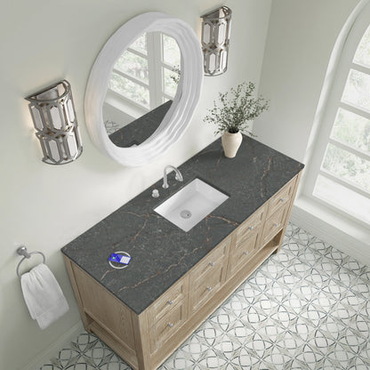 Breckenridge 60" Single Vanity, Whitewashed Oak w/ 3 CM Parisien Bleu Top w/ FreePower Wireless Charger, view 10