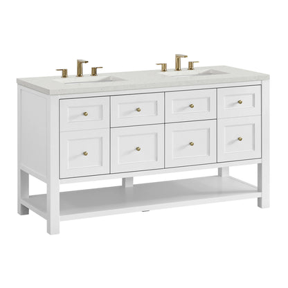 Breckenridge 60" Double Vanity, Bright White, w/ 3 CM Lime Delight Quartz Top, view 10