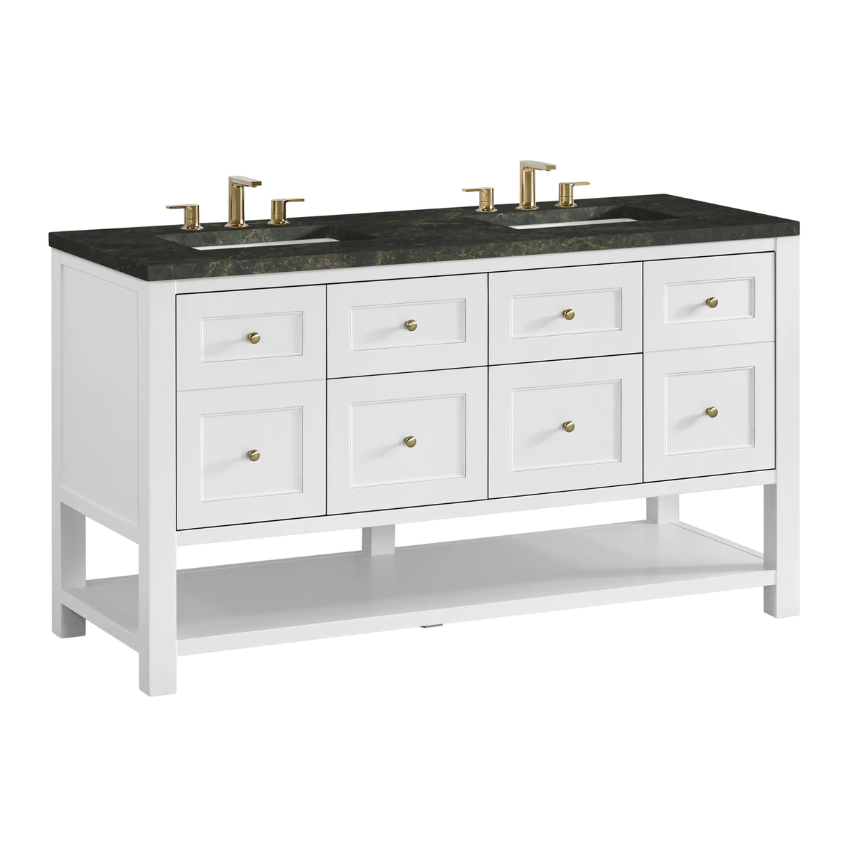 Breckenridge 60" Double Vanity, Bright White, w/ 3 CM Phantome Eclos Top, view 10