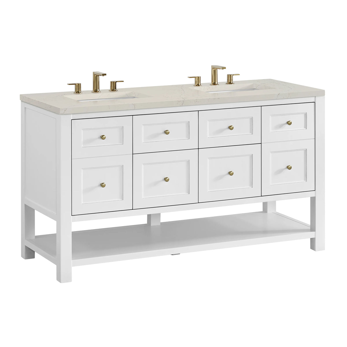 Breckenridge 60" Double Vanity, Bright White, w/ 3 CM Siberian Silestone Top, view 10