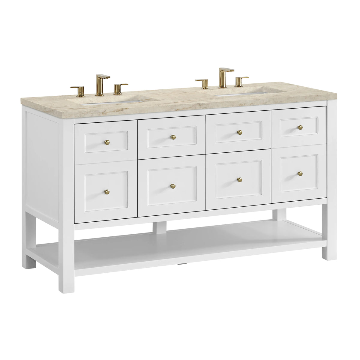 Breckenridge 60" Double Vanity, Bright White, w/ 3 CM Tajnar Eclos Top, view 10