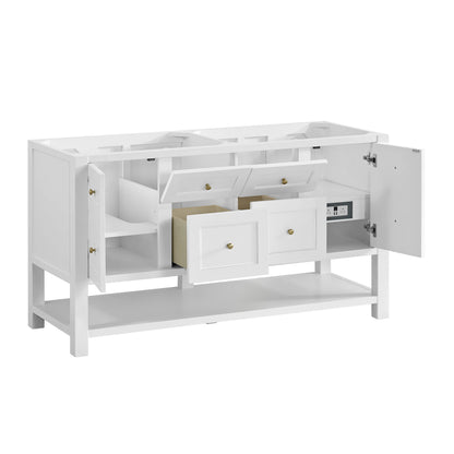 Breckenridge 60" Double Vanity, Bright White, w/ 3 CM Parisien Bleu Quartz Top w/FreePower Wireless Charger, view 11