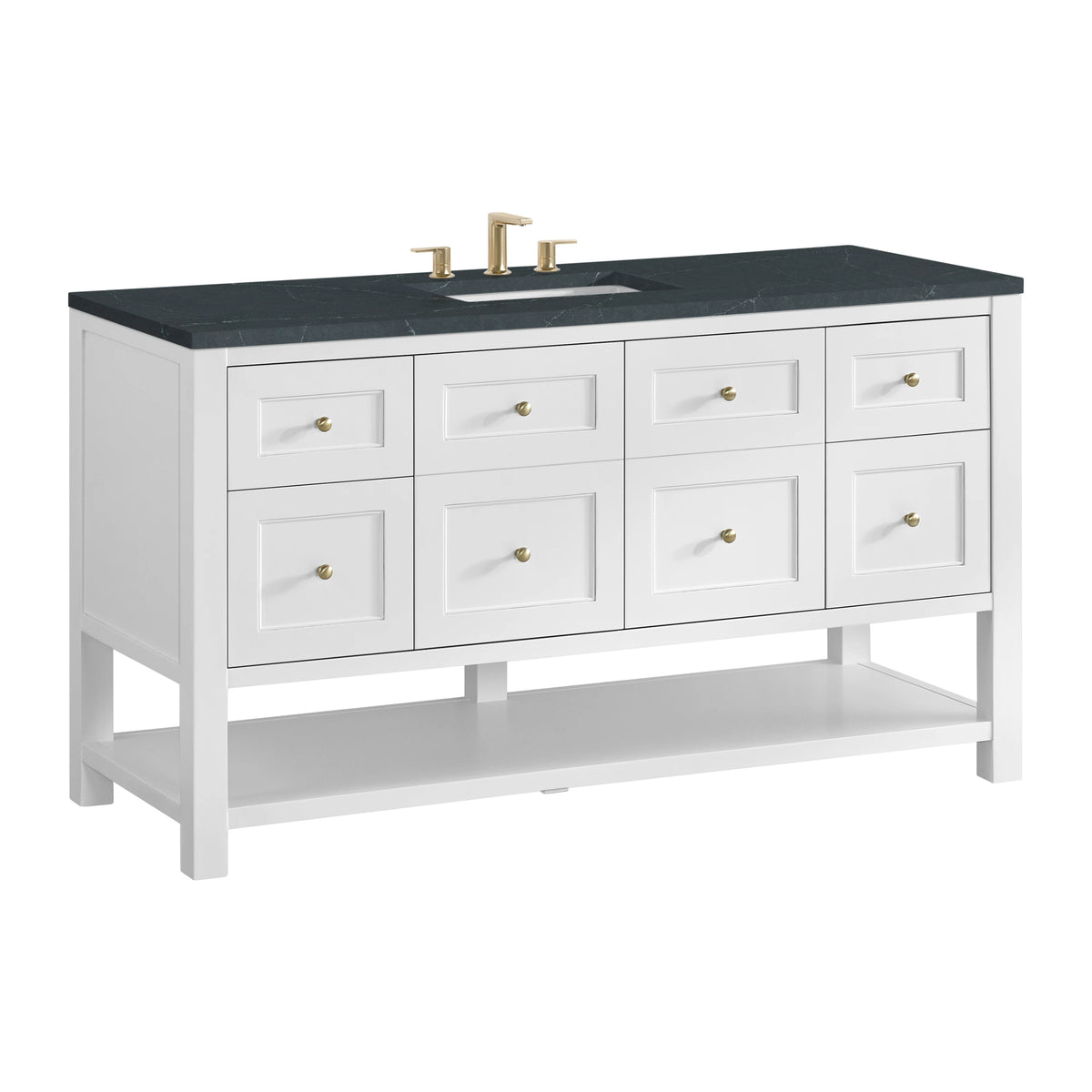 Breckenridge 60" Single Vanity, Bright White, w/ 3 CM Charcoal Soapstone Quartz Top, view 10