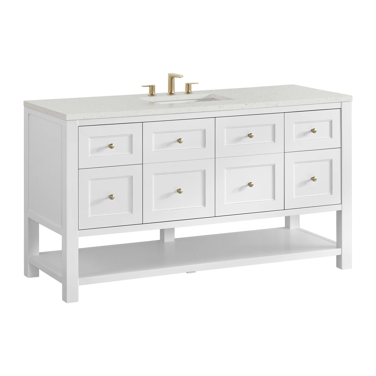 Breckenridge 60" Single Vanity, Bright White, w/ 3 CM Lime Delight Quartz Top, view 10
