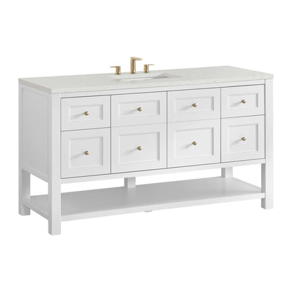Breckenridge 60" Single Vanity, Bright White, w/ 3 CM Lime Delight Quartz Top, view 10