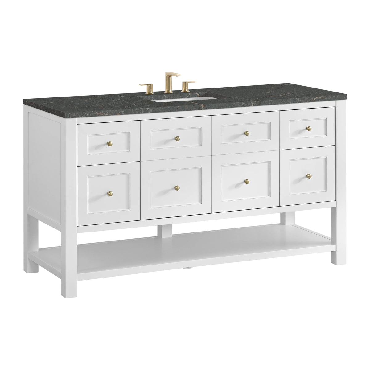 Breckenridge 60" Single Vanity Cabinet, Bright White w/ 3 CM Parisien Bleu Top, view 10