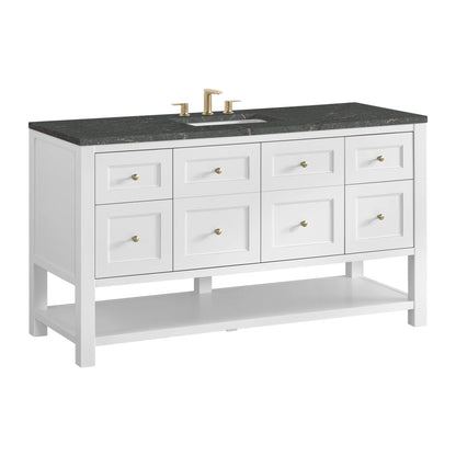Breckenridge 60" Single Vanity Cabinet, Bright White w/ 3 CM Parisien Bleu Top, view 10