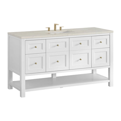 Breckenridge 60" Single Vanity, Bright White, w/ 3 CM Siberian Silestone Top, view 10