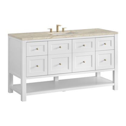 Breckenridge 60" Single Vanity, Bright White, w/ 3 CM Tajnar Eclos Top, view 10