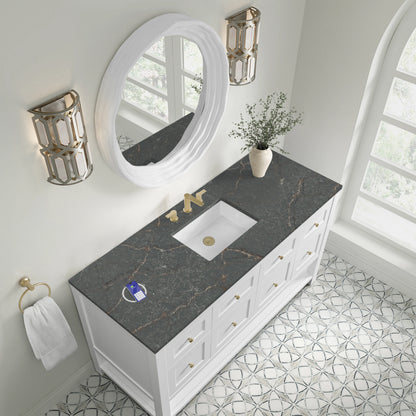 Breckenridge 60" Single Vanity Cabinet, Bright White w/ 3 CM Parisien Bleu Top w/ FreePower Wireless Charger, view 10