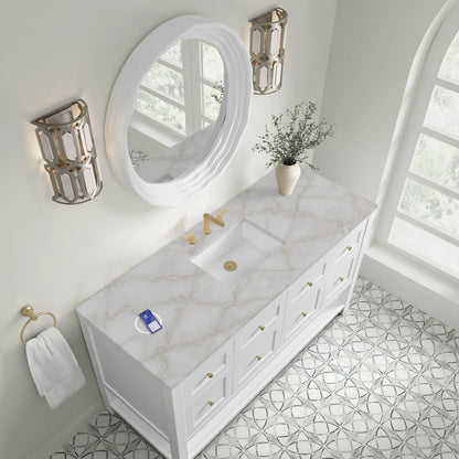 Breckenridge 60" Single Vanity, Bright White, w/ 3 CM Victorian Silver Silestone Top w/ FreePower Wireless Cha, view 10