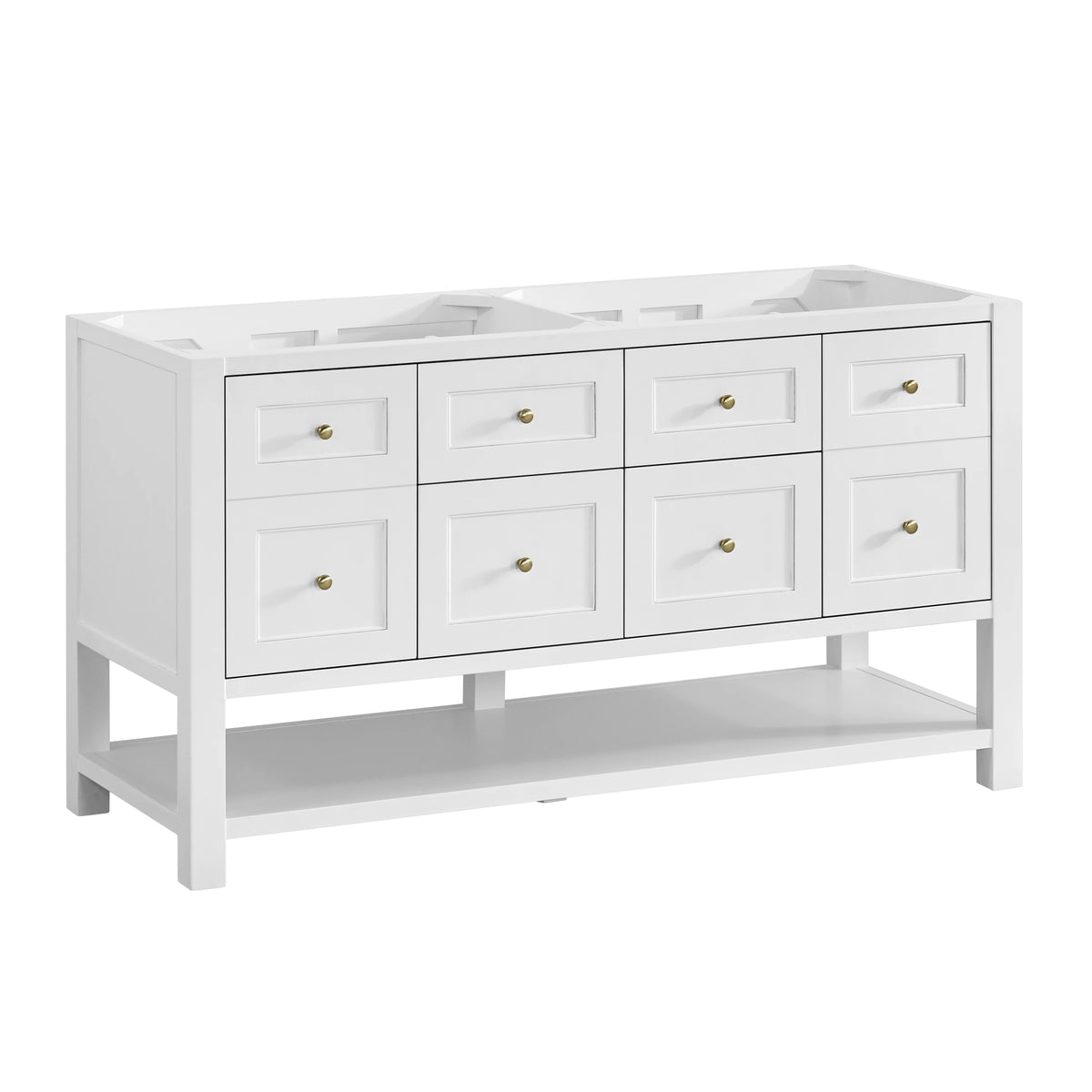 Breckenridge 60" Double Vanity, Bright White, w/ 3 CM Ethereal Noctis Quartz Top, view 2