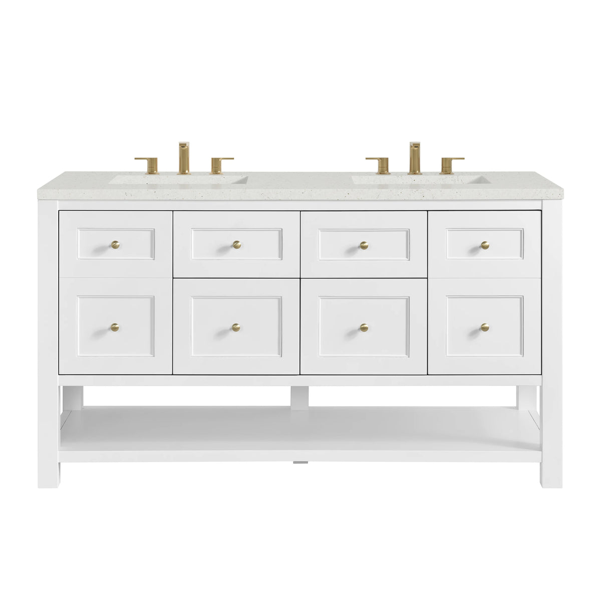 Breckenridge 60" Double Vanity, Bright White, w/ 3 CM Lime Delight Quartz Top