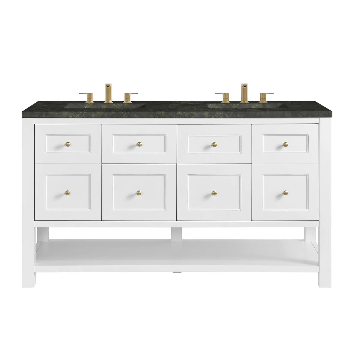 Breckenridge 60" Double Vanity, Bright White, w/ 3 CM Phantome Eclos Top