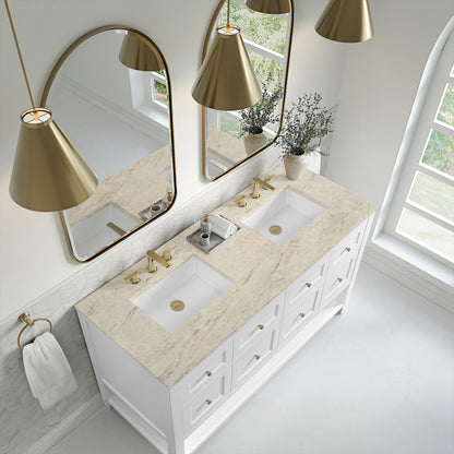 Breckenridge 60" Double Vanity, Bright White, w/ 3 CM Tajnar Eclos Top, view 7