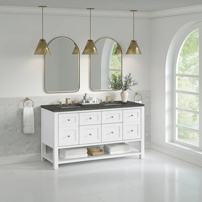 Breckenridge 60" Double Vanity, Bright White, w/ 3 CM Parisien Bleu Quartz Top w/FreePower Wireless Charger, view 7