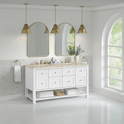 Breckenridge 60" Double Vanity, Bright White, w/ 3 CM Tajnar Eclos Top w/FreePower Wireless Charger, view 6