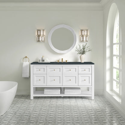 Breckenridge 60" Single Vanity, Bright White, w/ 3 CM Charcoal Soapstone Quartz Top, view 3