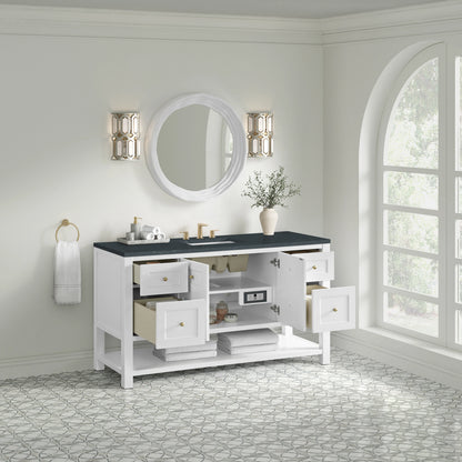 Breckenridge 60" Single Vanity, Bright White, w/ 3 CM Charcoal Soapstone Quartz Top, view 5