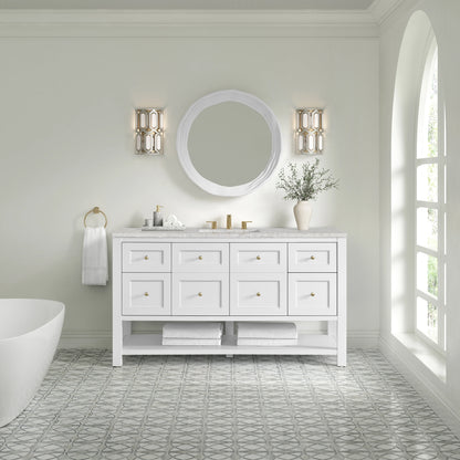 Breckenridge 60" Single Vanity, Bright White, w/ 3 CM Eternal Jasmine Pearl Quartz Top, view 3