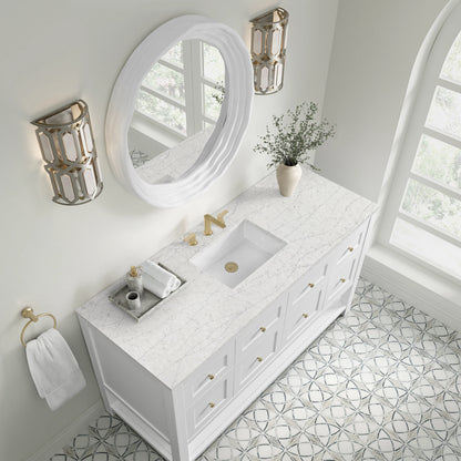 Breckenridge 60" Single Vanity, Bright White, w/ 3 CM Eternal Jasmine Pearl Quartz Top, view 7