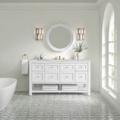 Breckenridge 60" Single Vanity, Bright White, w/ 3 CM Ethereal Noctis Quartz Top, view 3
