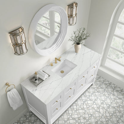 Breckenridge 60" Single Vanity, Bright White, w/ 3 CM Ethereal Noctis Quartz Top, view 7