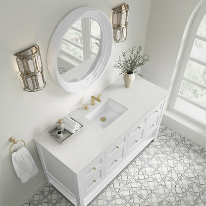 Breckenridge 60" Single Vanity, Bright White, w/ 3 CM Lime Delight Quartz Top, view 7