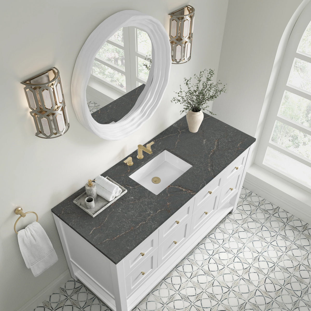 Breckenridge 60" Single Vanity Cabinet, Bright White w/ 3 CM Parisien Bleu Top, view 7