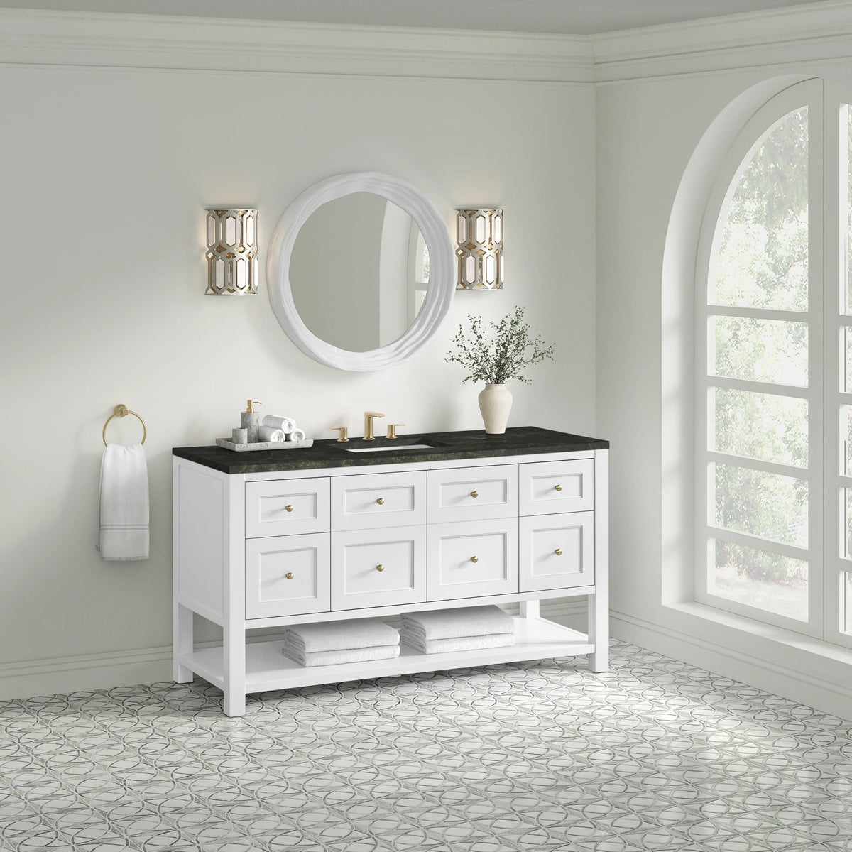 Breckenridge 60" Single Vanity, Bright White, w/ 3 CM Phantome Eclos Top, view 4