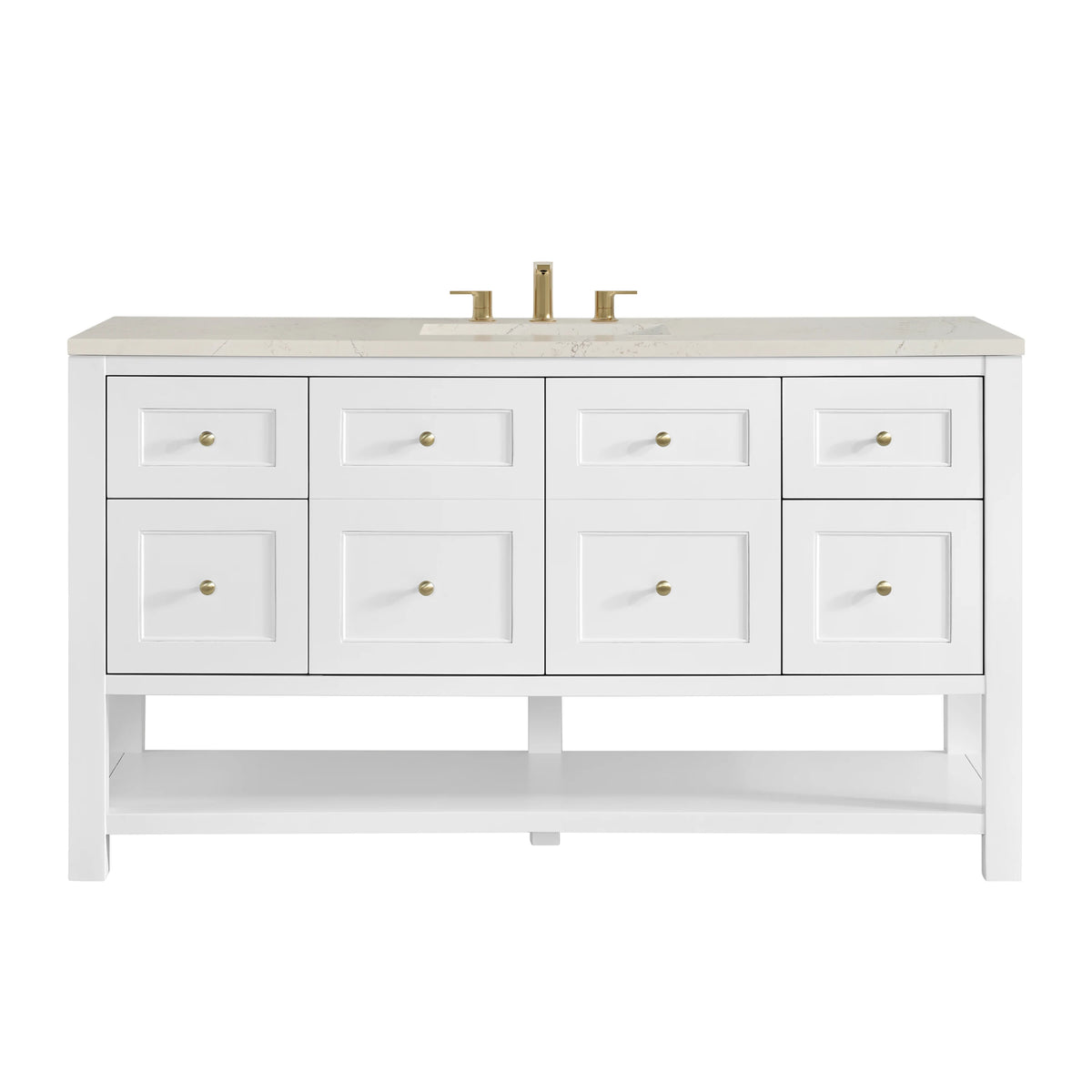 Breckenridge 60" Single Vanity, Bright White, w/ 3 CM Siberian Silestone Top
