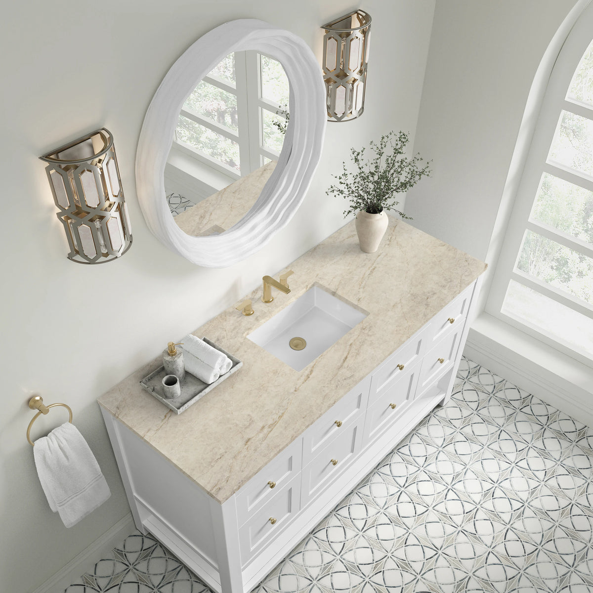 Breckenridge 60" Single Vanity, Bright White, w/ 3 CM Tajnar Eclos Top, view 7