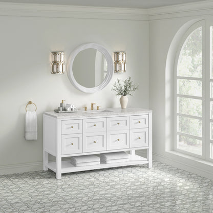 Breckenridge 60" Single Vanity, Bright White, w/ 3 CM Eternal Jasmine Pearl Silestone Top w/ FreePower Wireless, view 7