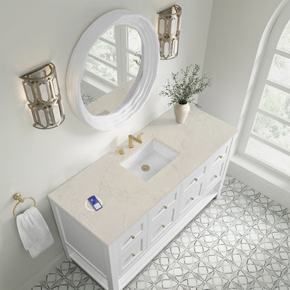 Breckenridge 60" Single Vanity, Bright White, w/ 3 CM Siberian Silestone Top w/FreePower Wireless Charger, view 9