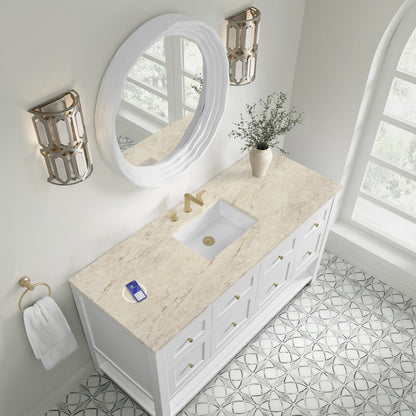 Breckenridge 60" Single Vanity, Bright White, w/ 3 CM Tajnar Eclos Top w/FreePower Wireless Charger, view 9