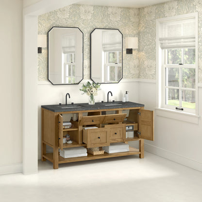 Breckenridge 60" Double Vanity, Light Natural Oak, w/ 3 CM Parisien Bleu Quartz Top, view 5