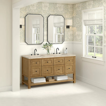 Breckenridge 60" Double Vanity, Light Natural Oak, w/ 3 CM Tajnar Eclos Top w/FreePower Wireless Charger, view 6