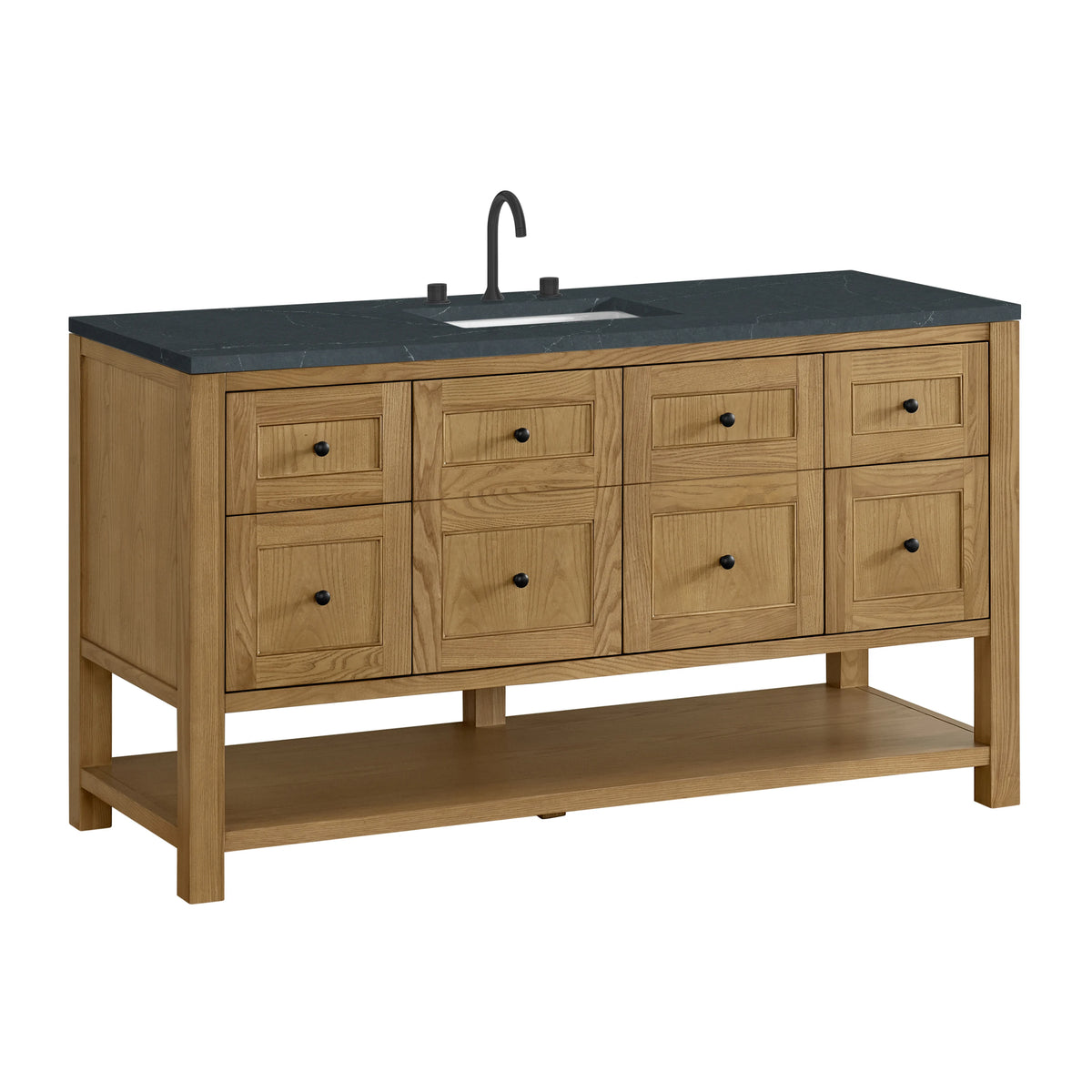 Breckenridge 60" Single Vanity, Light Natural Oak, w/ 3 CM Charcoal Soapstone Quartz Top, view 10