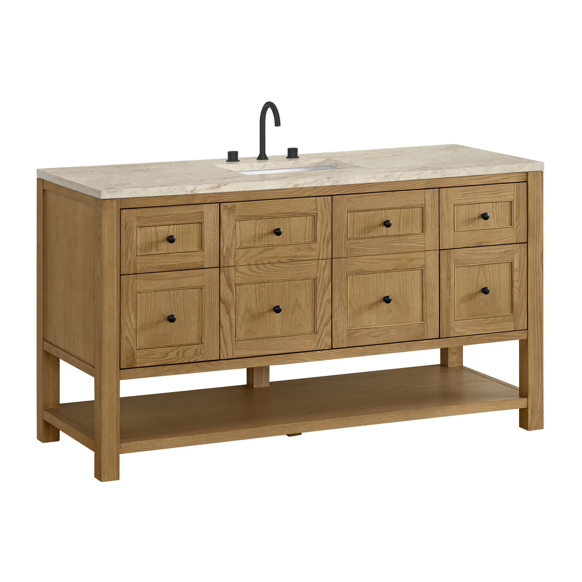 Breckenridge 60" Single Vanity, Light Natural Oak, w/ 3 CM Tajnar Eclos Top, view 10