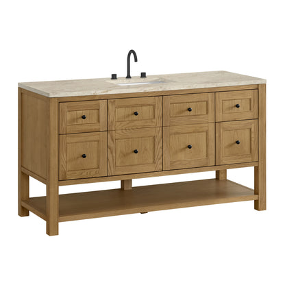 Breckenridge 60" Single Vanity, Light Natural Oak, w/ 3 CM Tajnar Eclos Top, view 10