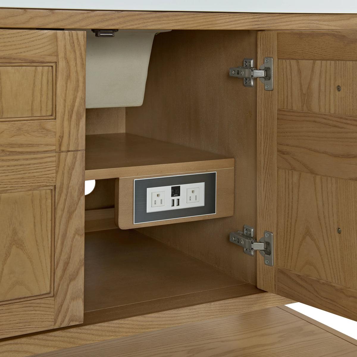 Breckenridge 60" Single Vanity, Light Natural Oak, w/ 3 CM Eternal Jasmine Pearl Silestone Top w/ FreePower Wi, view 14