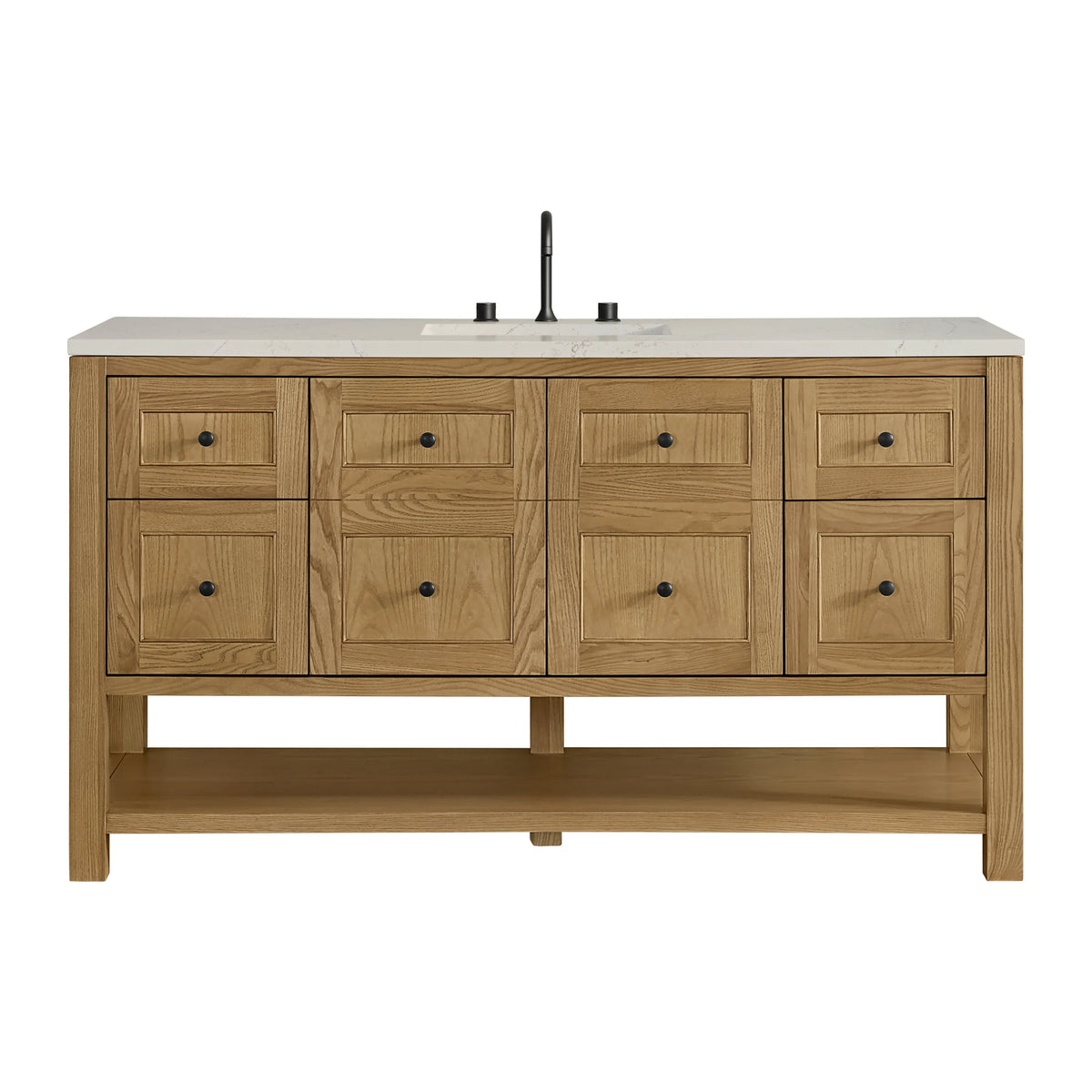 Breckenridge 60" Single Vanity, Light Natural Oak, w/ 3 CM Siberian Silestone Top w/FreePower Wireless Charger