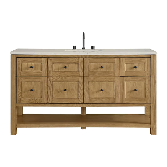 Breckenridge 60" Single Vanity, Light Natural Oak, w/ 3 CM Siberian Silestone Top w/FreePower Wireless Charger