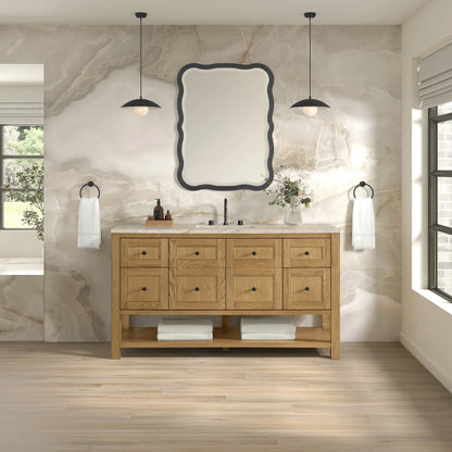 Breckenridge 60" Single Vanity, Light Natural Oak, w/ 3 CM Tajnar Eclos Top w/FreePower Wireless Charger, view 5